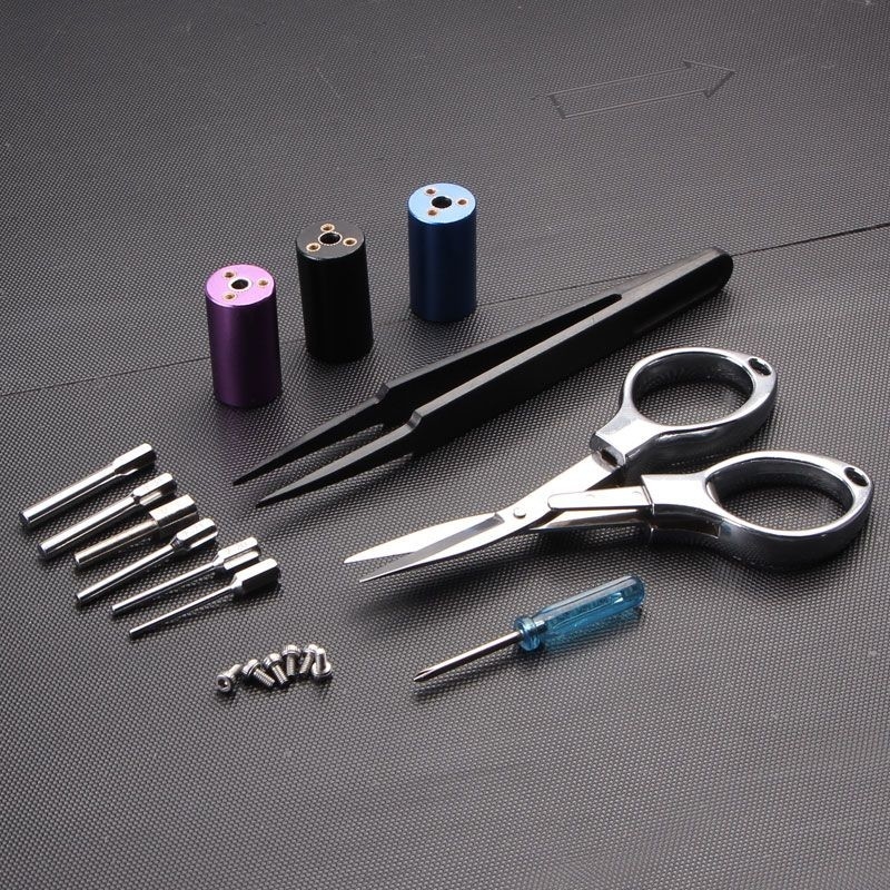 ملحقات السجائر الإلكترونية لفائف بخار Winder Tool Kit DIY Vaping Sub Ohm Tools الملقط 6 في 1